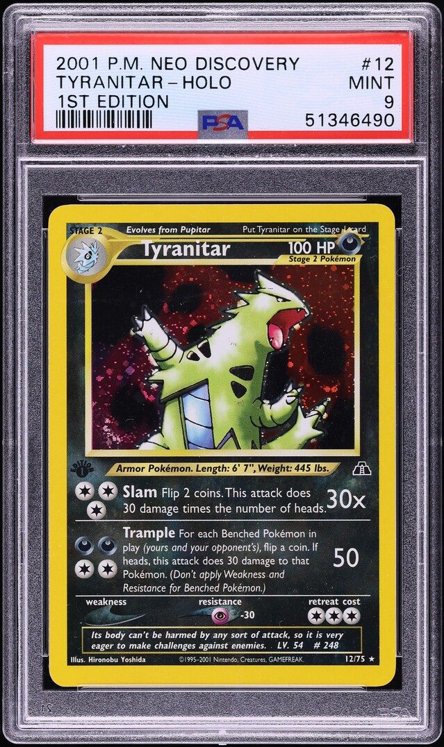 2001 Pokemon Neo Discovery 1st Edition Holo Tyranitar #12 PSA 9 MINT