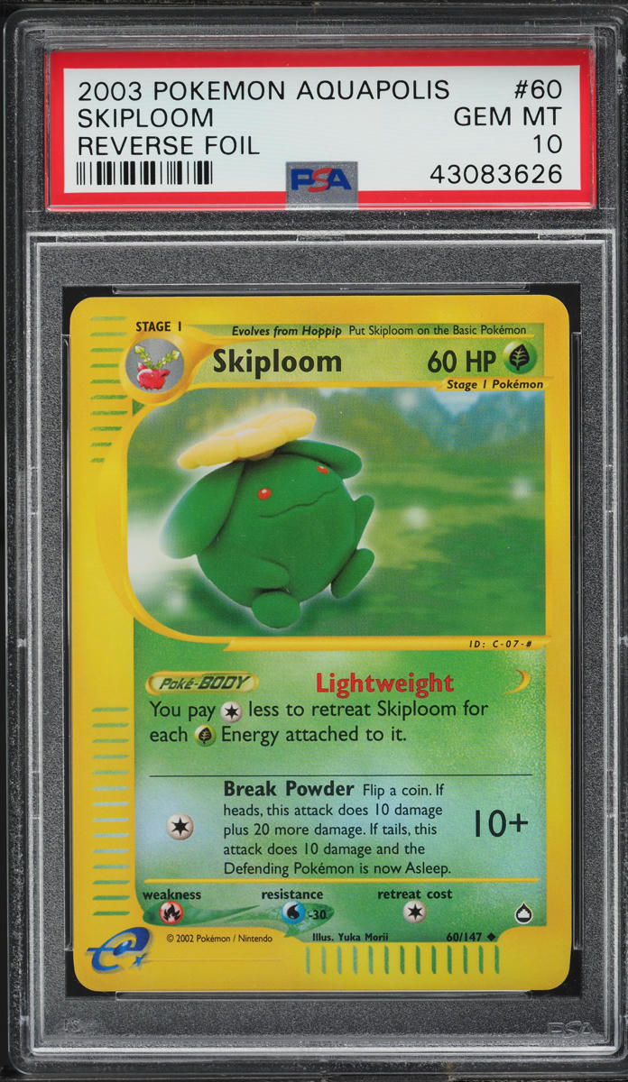 2003 Pokemon Aquapolis Reverse Holo Skiploom #60 PSA 10 GEM MINT