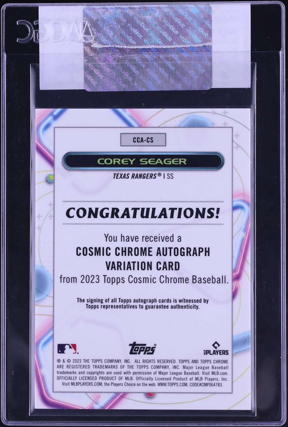 2023 Topps Chrome Cosmic Gold Interstellar Corey Seager AUTO /50 CGC AUTH