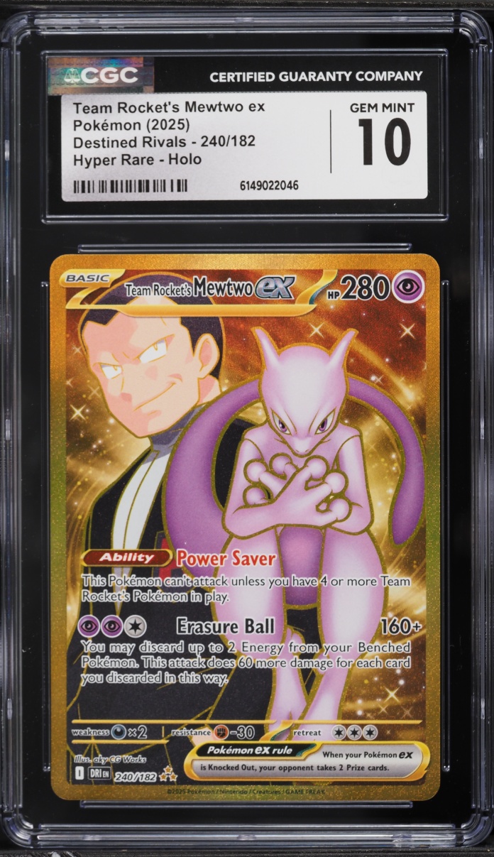 2025 Pokemon SV Destined Rivals Gold Rare Team Rocket's Mewtwo EX #240 CGC 10 GEM MINT