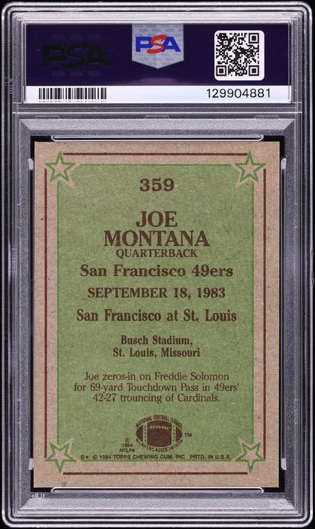 1984 Topps Football Joe Montana #359 PSA 9 MINT