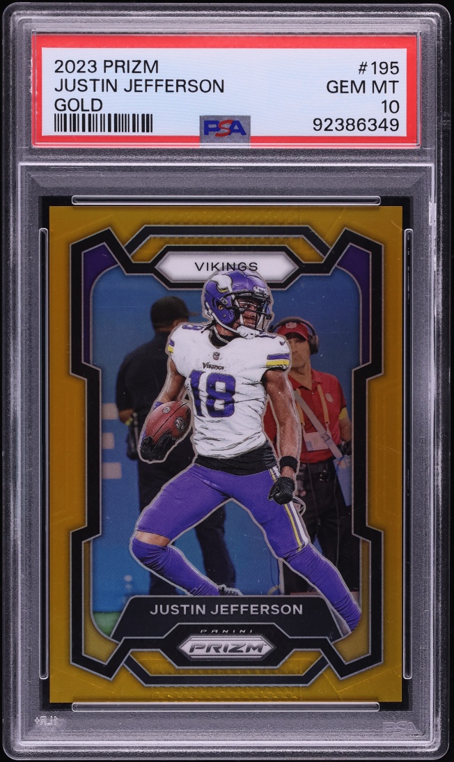 2023 Panini Prizm Gold Justin Jefferson /10 #195 PSA 10 GEM MINT