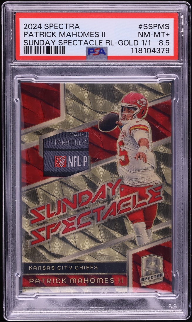 2024 Panini Spectra Sunday Spectacle Gold Patrick Mahomes II PATCH 1/1 #SS-PMS PSA 8.5 NM-MT+