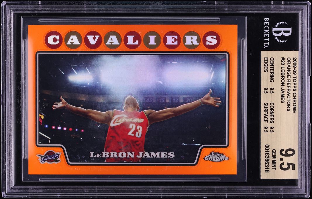 2008 Topps Chrome Orange Refractor LeBron James /499 #23 BGS 9.5 GEM MINT