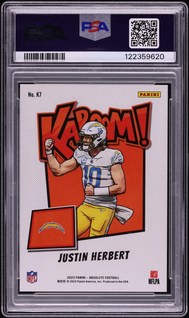 2023 Absolute Kaboom! Vertical Justin Herbert #K7 PSA 10 GEM MINT - Photo 2