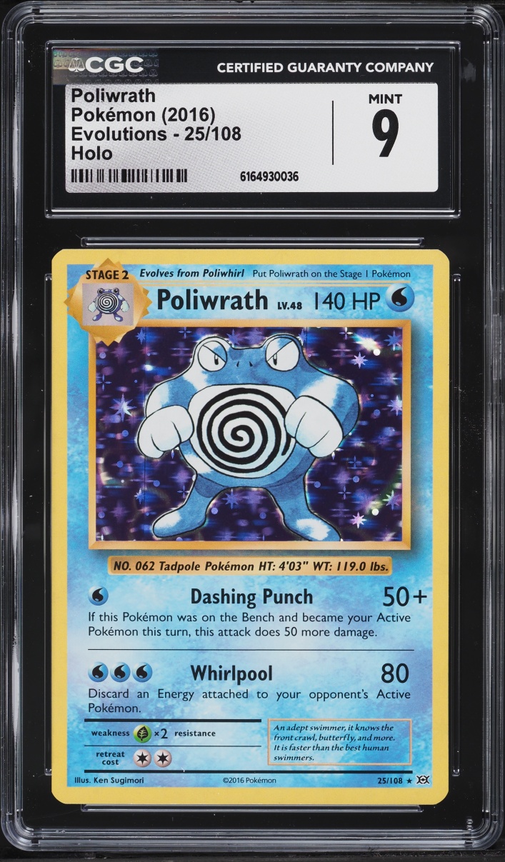2016 Pokemon XY Evolutions Holo Poliwrath #25 CGC 9 MINT