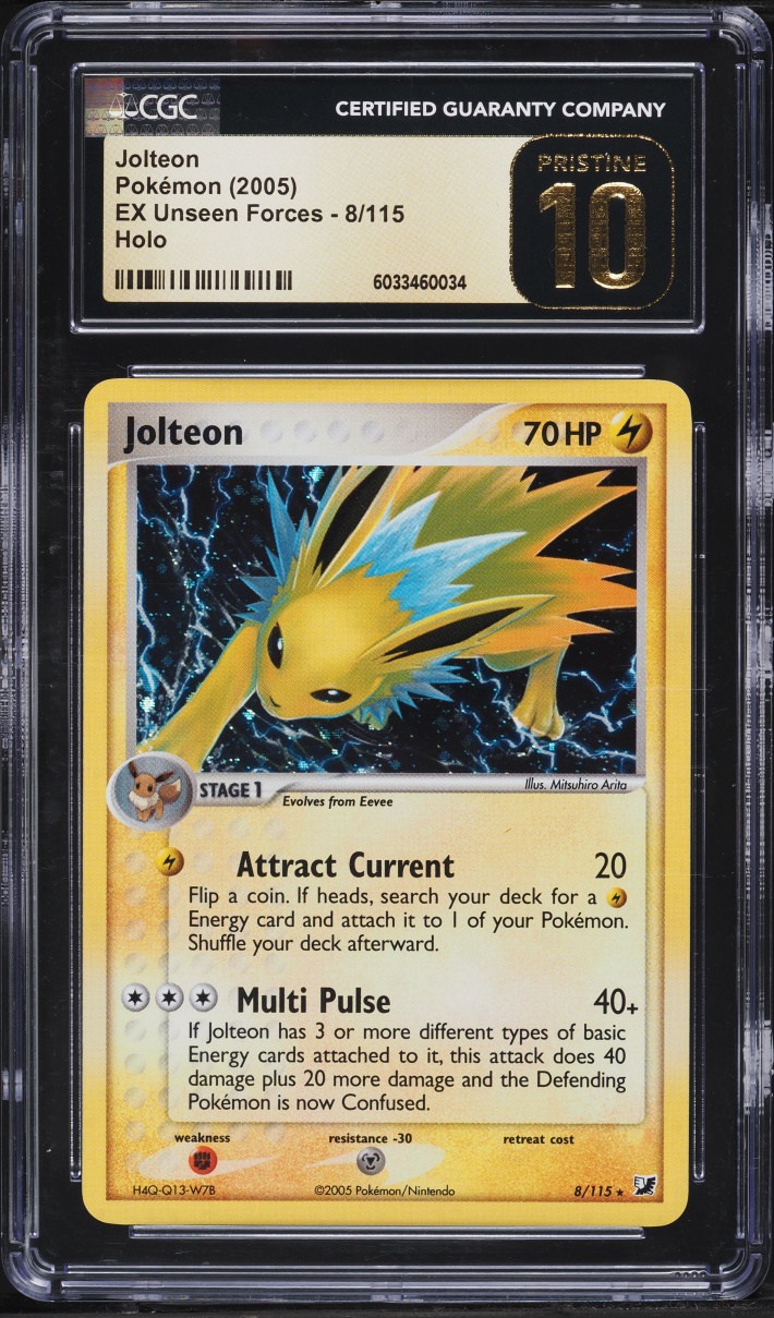 2005 Pokemon EX Unseen Forces Holo Jolteon #8 CGC 10 PRISTINE