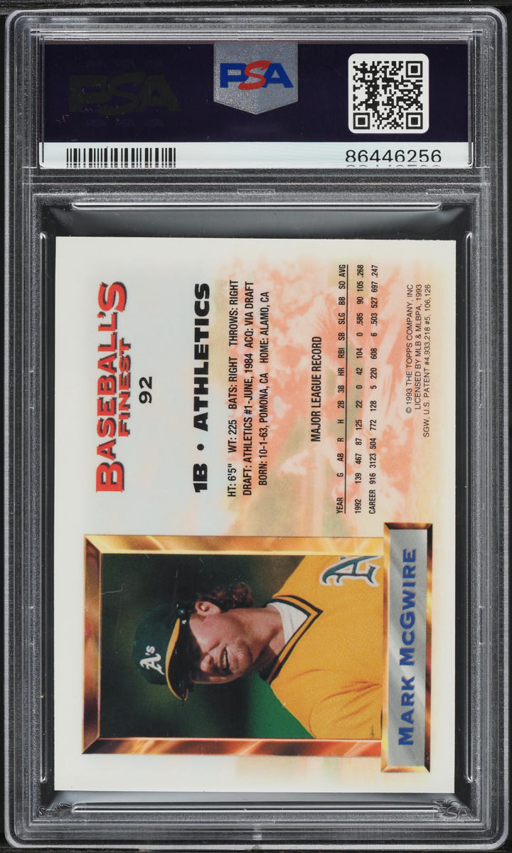 1993 Finest Refractor Mark McGwire ALL-STAR #92 PSA 8 NM-MT