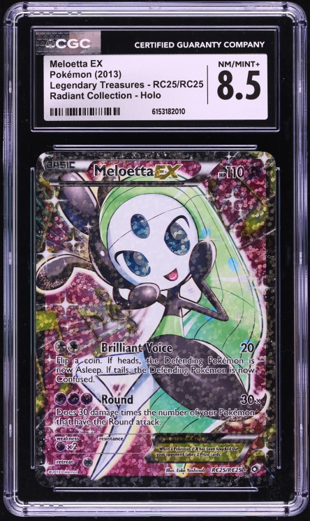 2013 Pokemon Black & White Legendary Treasures Radiant Full Art Meloetta EX #RC25 CGC 8.5
