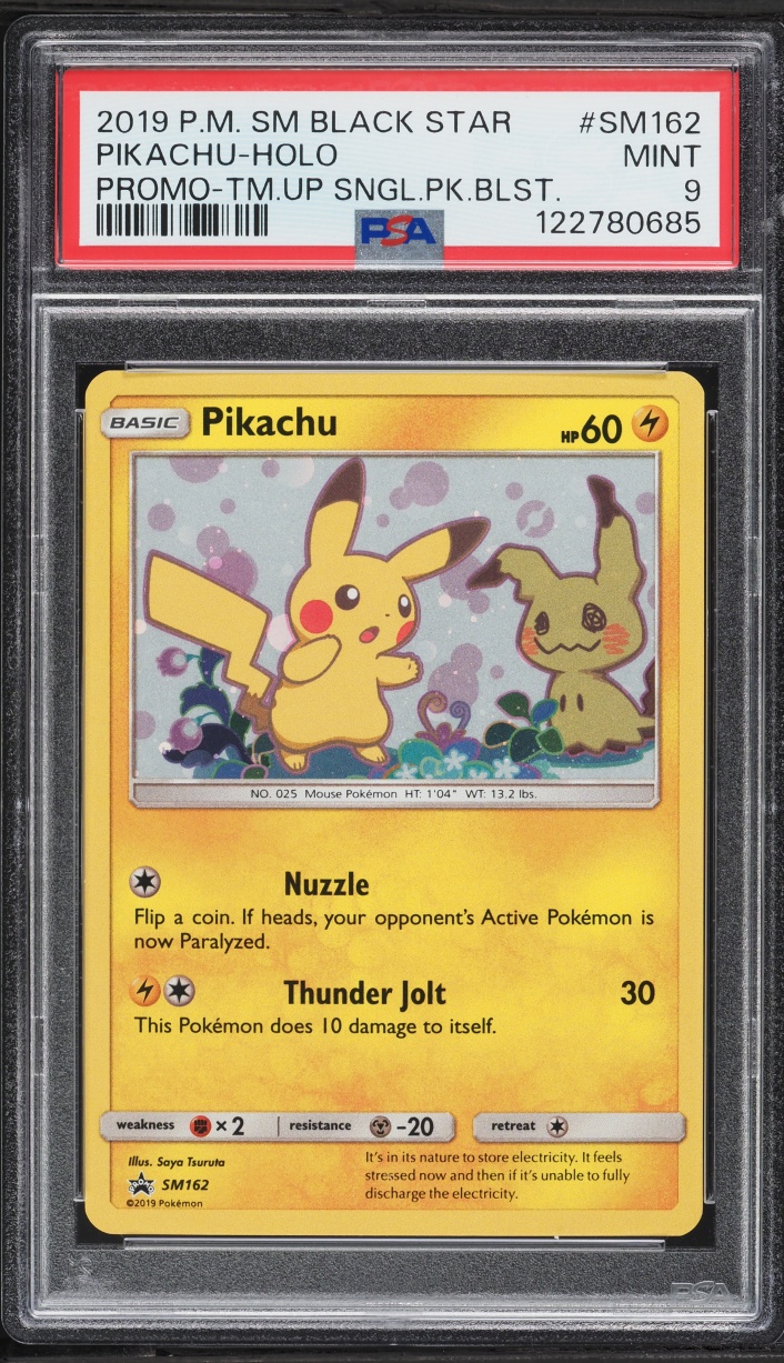 2019 Pokemon Sun & Moon Promo Team Up Single Pack Blister Holo Pikachu #SM162 PSA 9 MINT