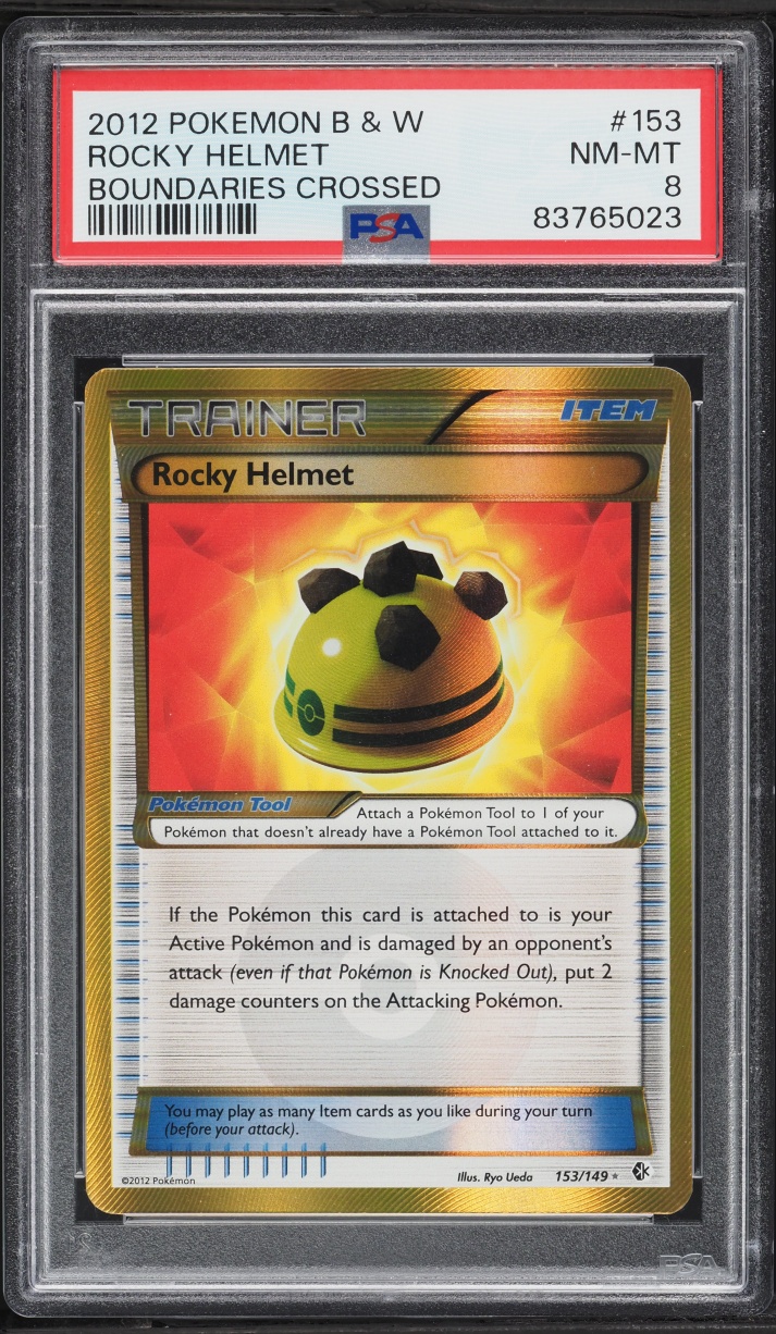 2012 Pokemon Black & White Boundaries Crossed Rocky Helmet #153 PSA 8 NM-MT