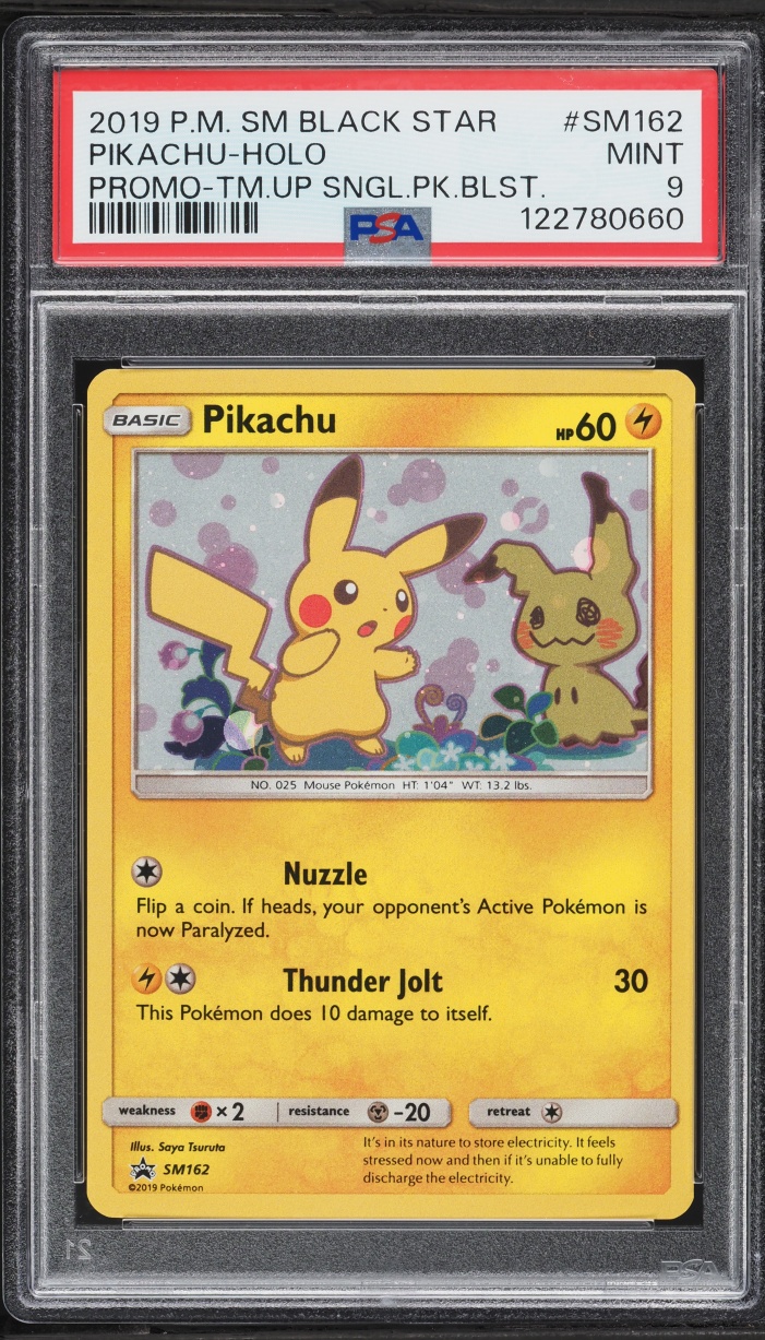 2019 Pokemon Sun & Moon Promo Team Up Single Pack Blister Holo Pikachu #SM162 PSA 9 MINT