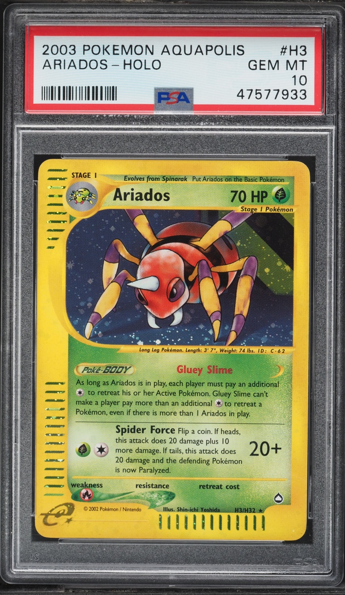 2003 Pokemon Aquapolis Holo Ariados #H3 PSA 10 GEM MINT