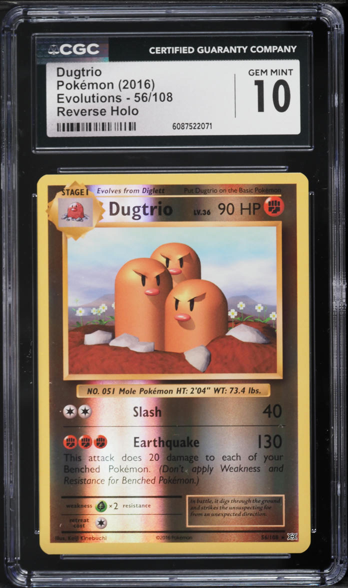 2016 Pokemon XY Evolutions Reverse Holo Dugtrio #56 CGC 10 GEM MINT
