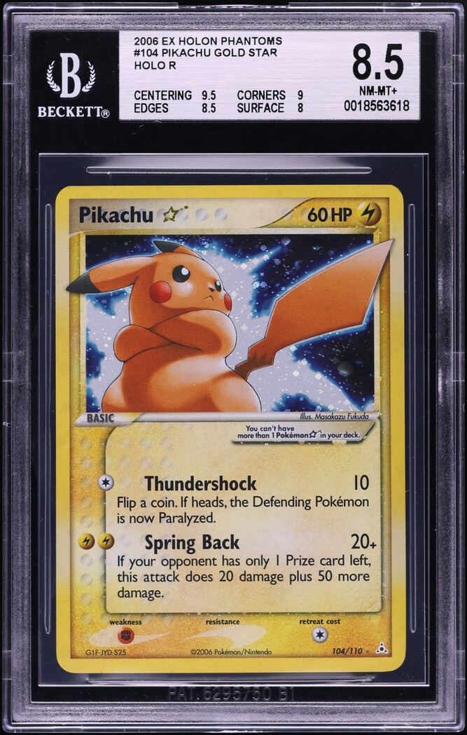 2006 Pokemon EX Holon Phantoms Holo Pikachu Gold Star #104 BGS 8.5 NM-MT+