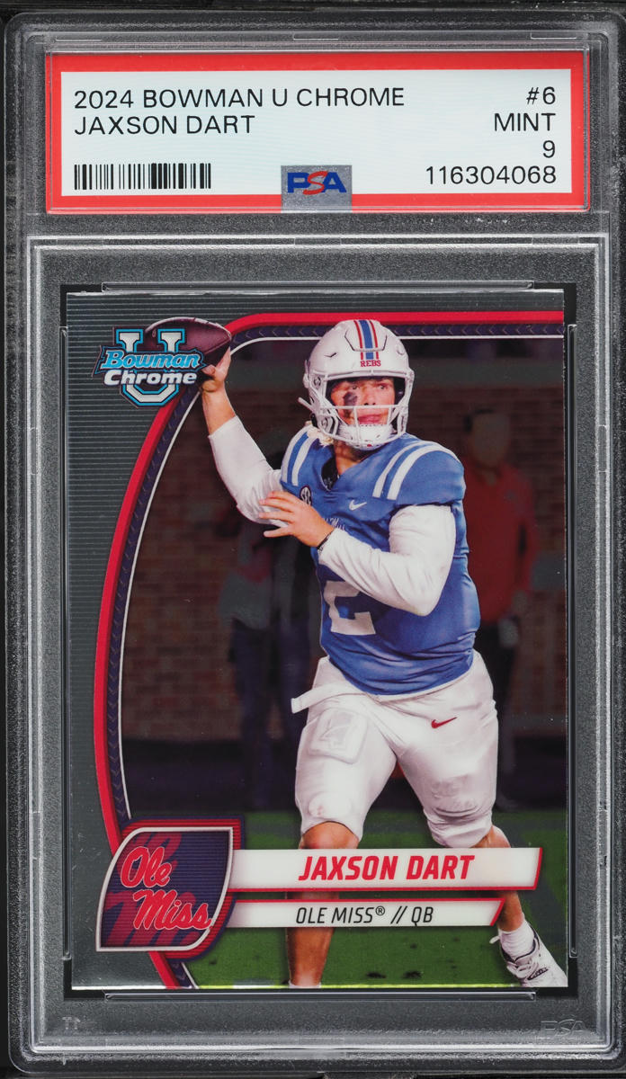2024 Bowman Chrome University Jaxson Dart ROOKIE #6 PSA 9 MINT