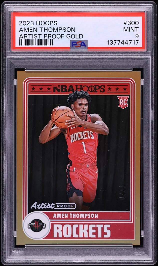 2023 Hoops Artist Proof Gold Amen Thompson ROOKIE /10 #300 PSA 9 MINT - Photo 1