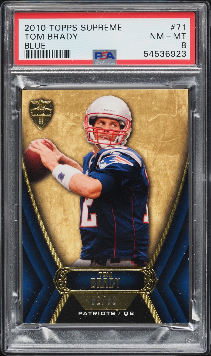 2010 Topps Supreme Blue Tom Brady 62/62 #71 PSA 8 NM-MT