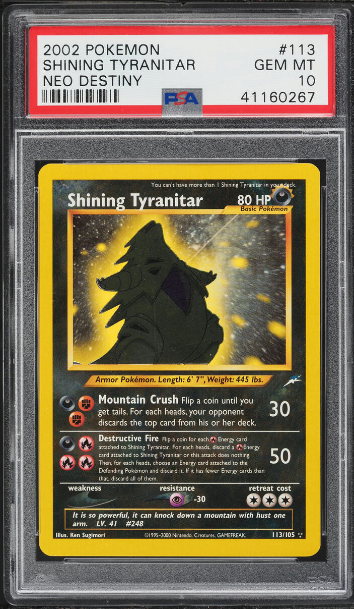 2002 Pokemon Neo Destiny Shining Tyranitar #113 PSA 10 GEM MINT