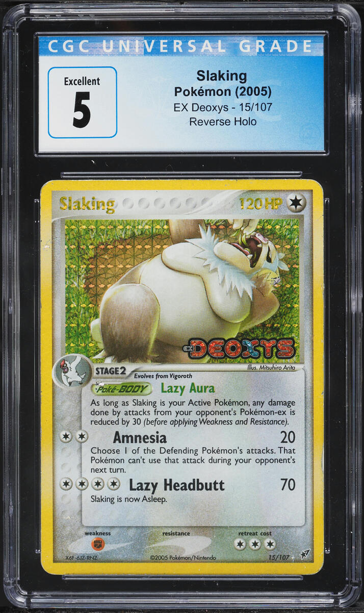 2005 Pokemon EX Deoxys Reverse Holo Slaking #15 CGC 5 EX