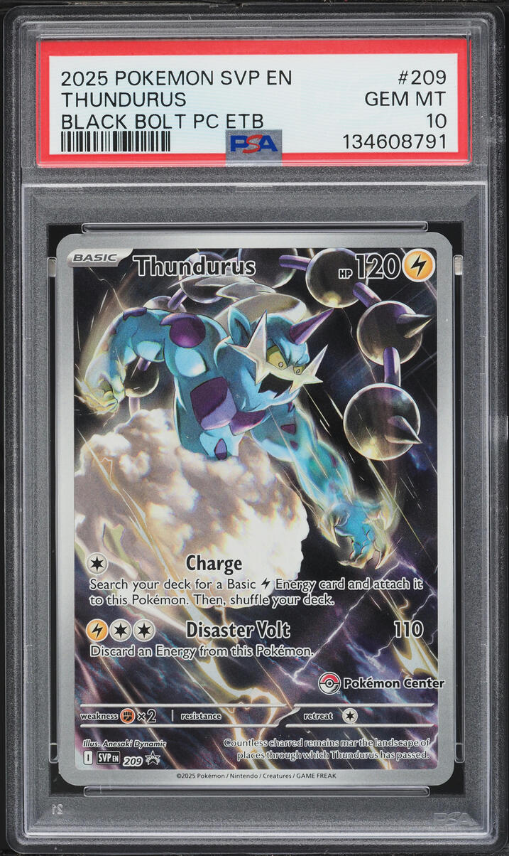 2025 Pokemon Scarlet & Violet Promo Black Bolt Center ETB Full Art Thundurus #209 PSA 10 GEM