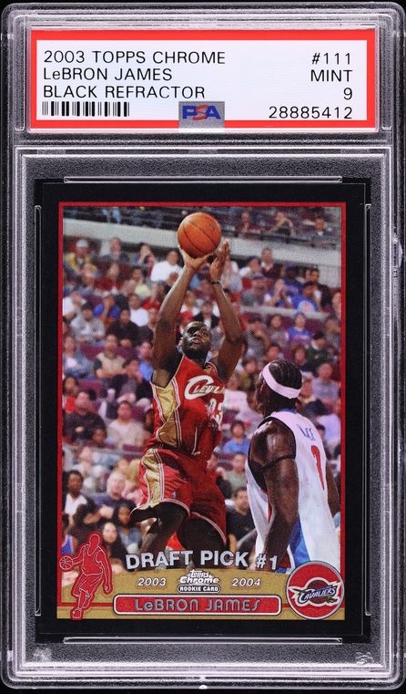2003 Topps Chrome Black Refractor LeBron James ROOKIE /500 #111 PSA 9 MINT