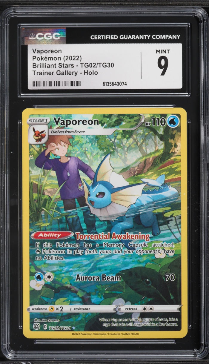 2022 Pokemon Sword & Shield Brilliant Stars Trainer Gallery CHR Vaporeon #TG02 CGC 9 MINT
