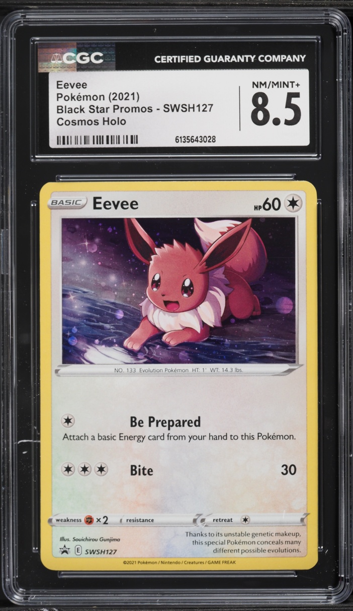 2021 Pokemon Sword & Shield Black Star Promo Cosmos Holo Eevee #SWSH127 CGC 8.5 NM-MT+