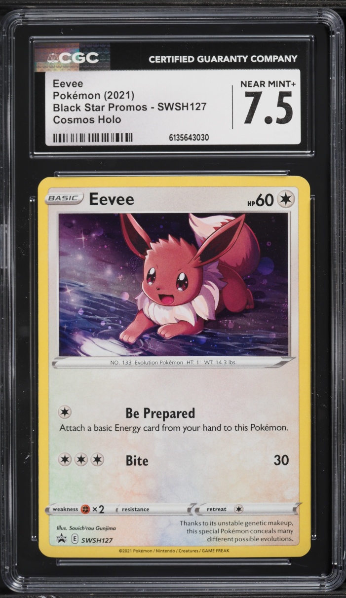 2021 Pokemon Sword & Shield Black Star Promo Cosmos Holo Eevee #SWSH127 CGC 7.5 NRMT+