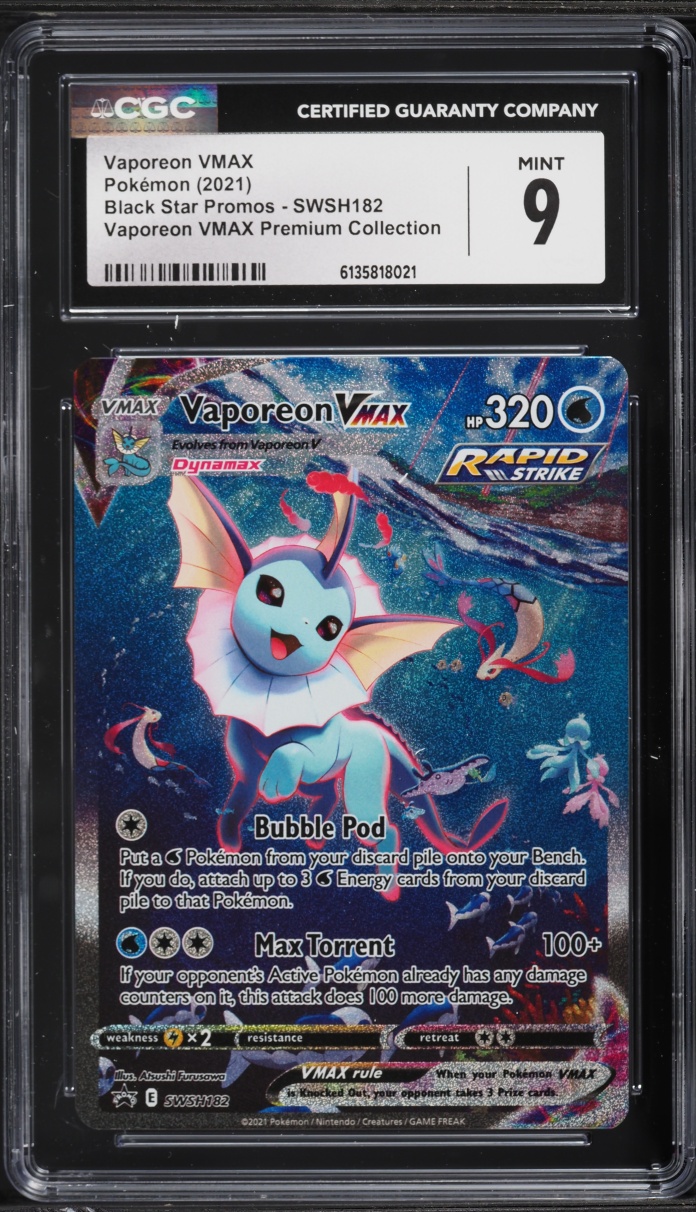 2021 Pokemon Sword & Shield Promo Premium Collection Alt Art Vaporeon VMAX #SWSH182 CGC 9 MINT