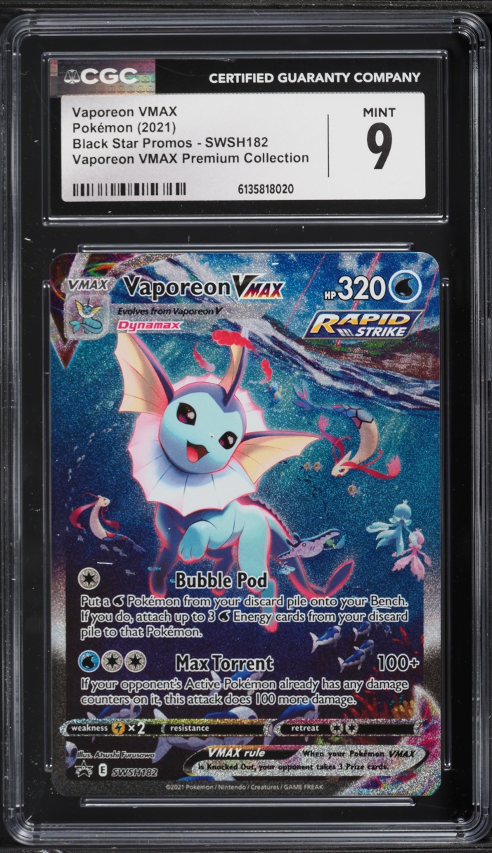 2021 Pokemon Sword & Shield Promo Premium Collection Alt Art Vaporeon VMAX #SWSH182 CGC 9 MINT