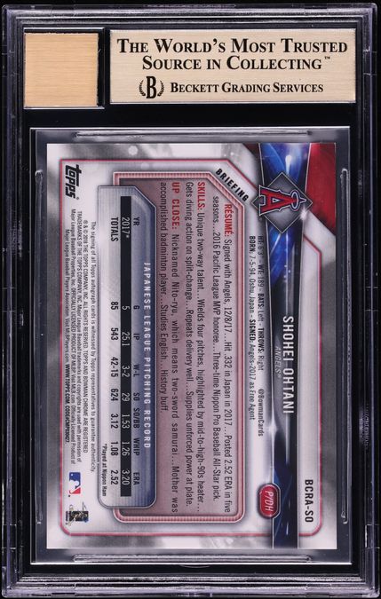 2018 Bowman Chrome Blue Refractor Shohei Ohtani ROOKIE AUTO /150 #BCRA-SO BGS 9.5 GEM MINT