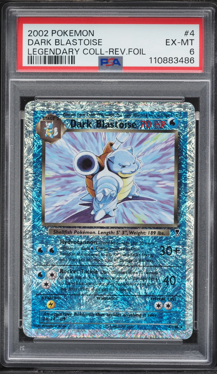 2002 Pokemon Legendary Collection Reverse Holo Dark Blastoise #4 PSA 6 EXMT