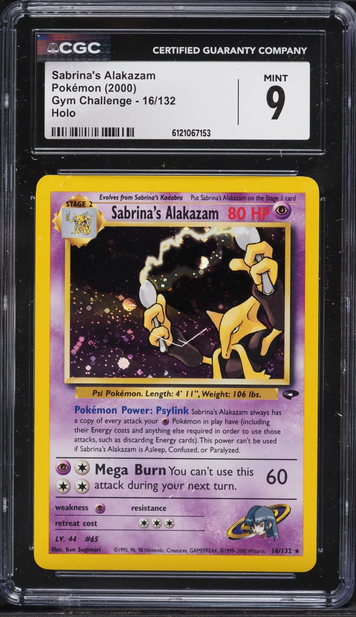 2000 Pokemon Gym Challenge Holo Sabrina's Alakazam #16 CGC 9 MINT