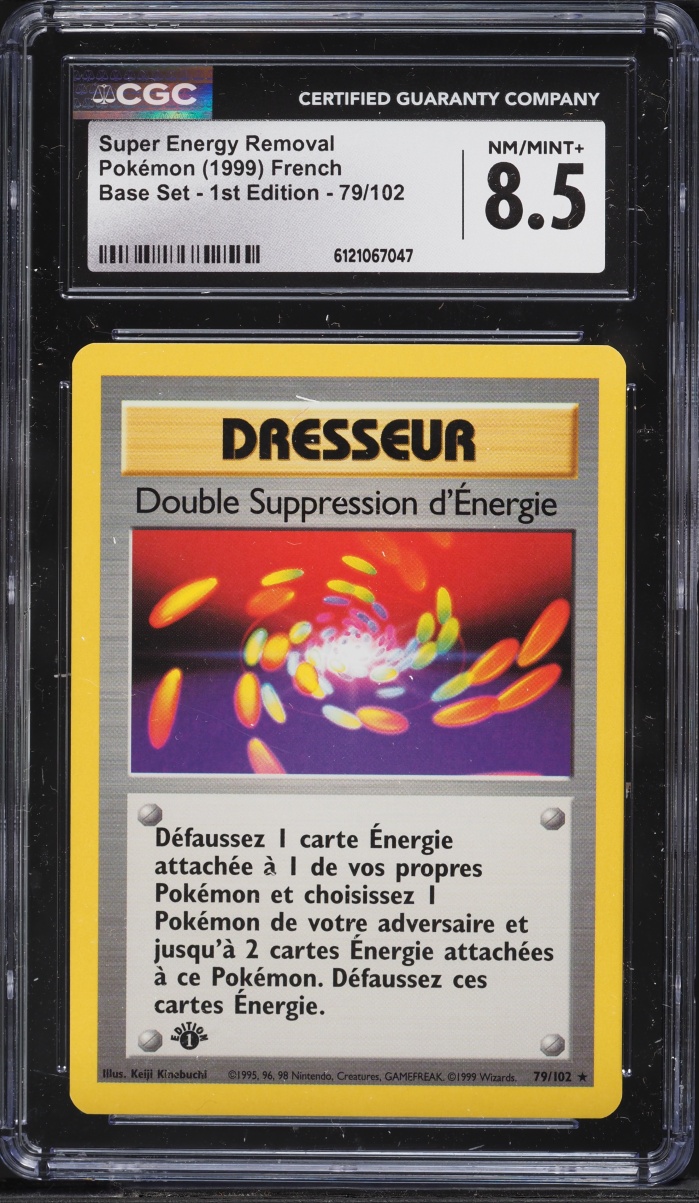 1999 Pokemon French Base Set 1st Edition Super Energy Removal #79 CGC 8.5 NM-MT+