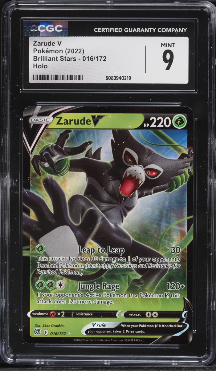 2022 Pokemon Sword & Shield Brilliant Stars Zarude V #16 CGC 9 MINT