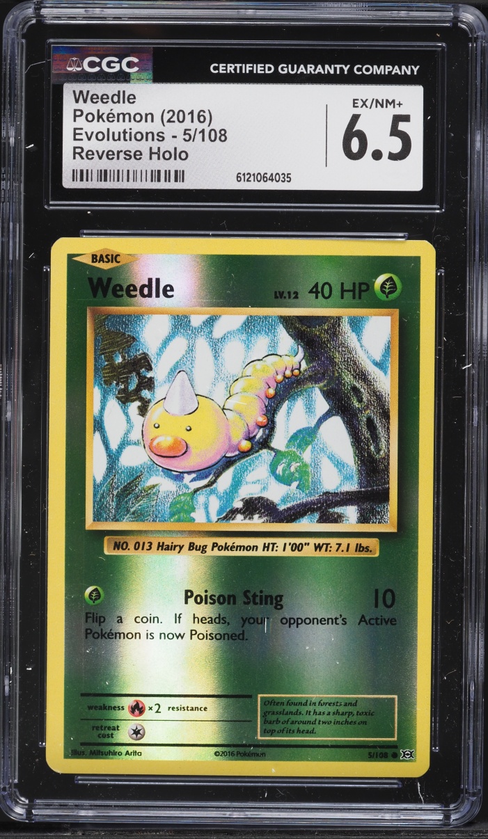2016 Pokemon XY Evolutions Reverse Holo Weedle #5 CGC 6.5 EXMT+