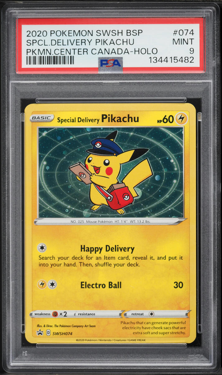 2020 Pokemon SWSH Pokemon Center Canada Promo Special Delivery Pikachu #SWSH074 PSA 9 MINT