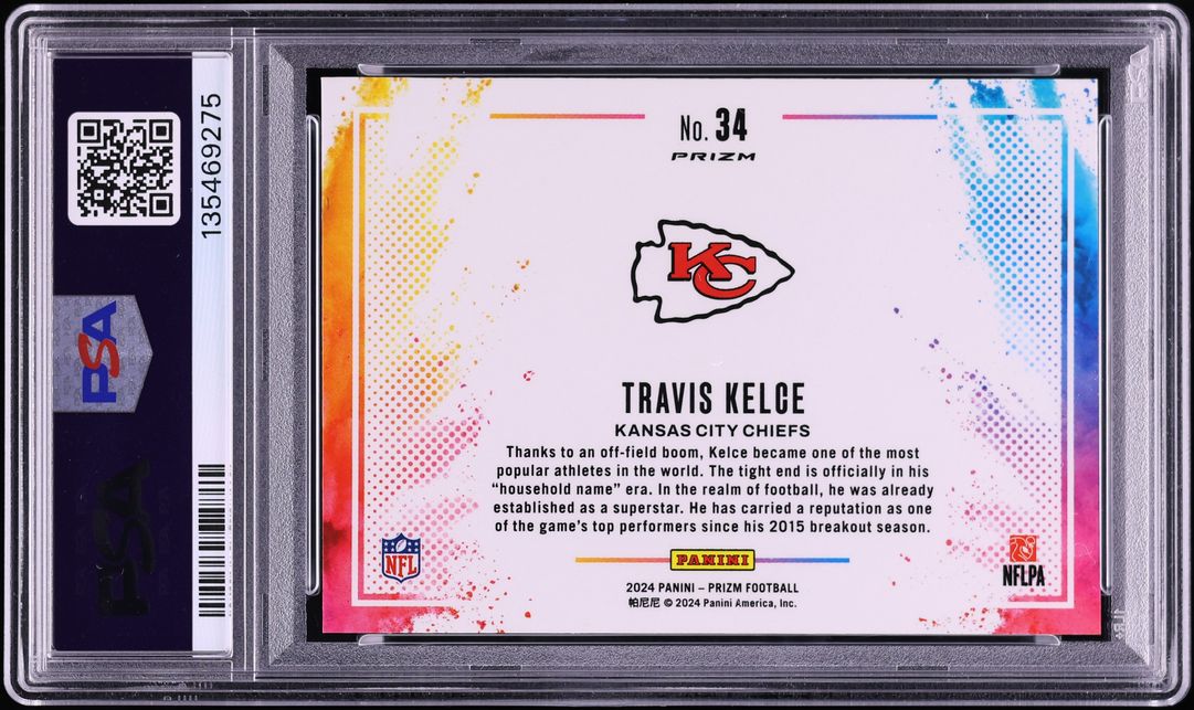 2024 Panini Prizm Color Blast Travis Kelce #34 PSA AUTH