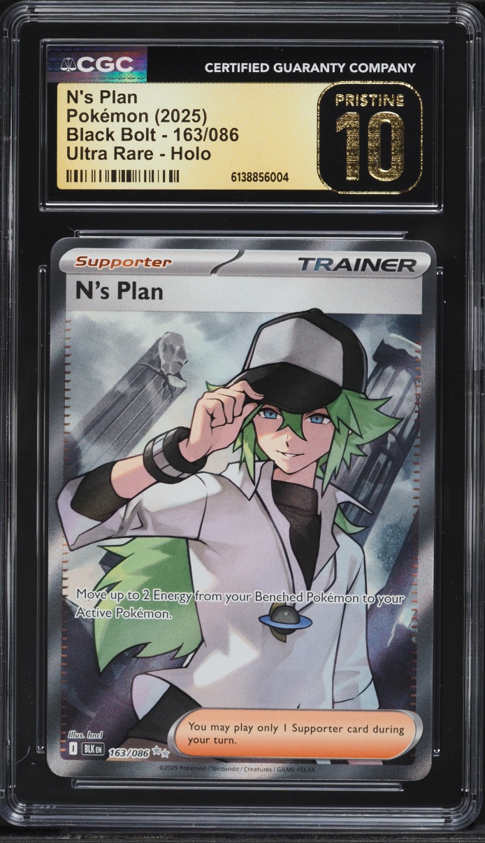 2025 Pokemon Scarlet & Violet Black Bolt Full Art N's Plan #163 CGC 10 PRISTINE