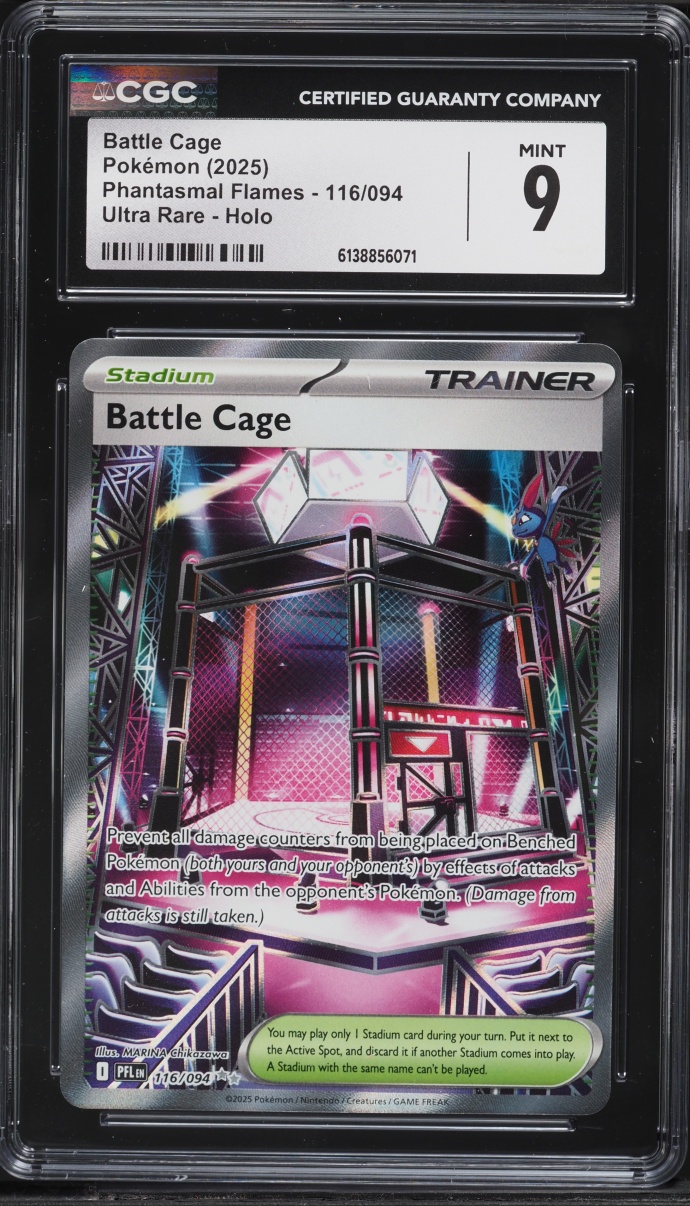 2025 Pokemon Mega Evolution Phantasmal Flames Full Art Battle Cage #116 CGC 9 MINT