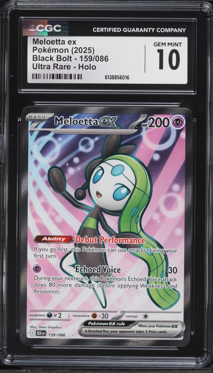 2025 Pokemon Scarlet & Violet Black Bolt Full Art Meloetta Ex #159 CGC 10 GEM MINT