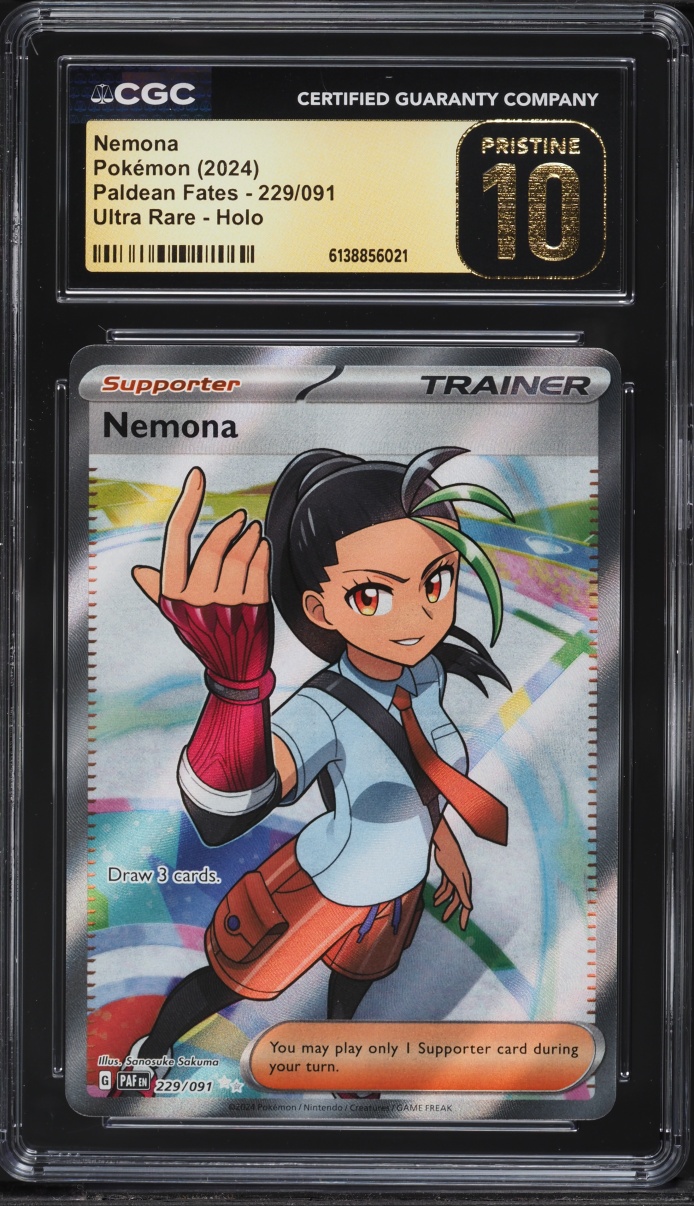 2024 Pokemon Scarlet & Violet Paldean Fates Full Art Nemona #229 CGC 10 PRISTINE
