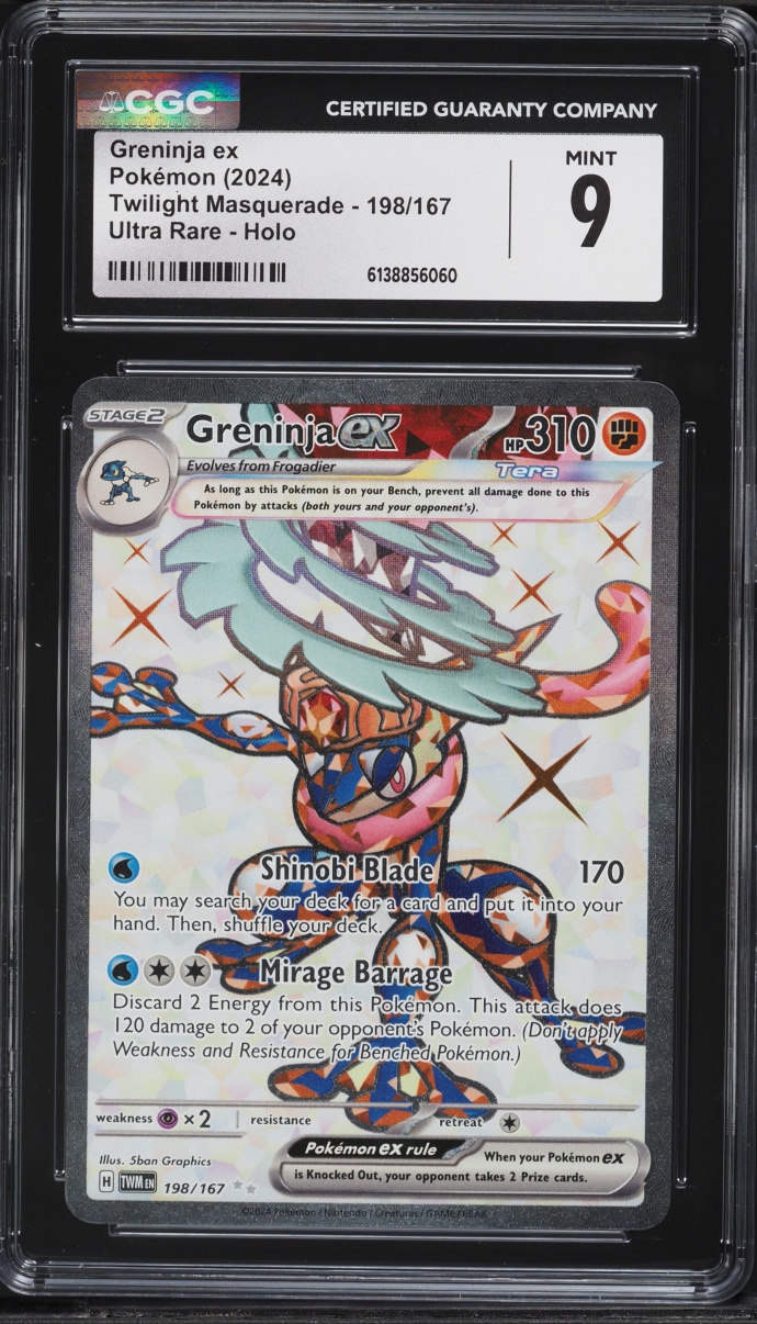 2024 Pokemon Scarlet & Violet Twilight Masquerade Full Art Greninja ex #198 CGC 9 MINT