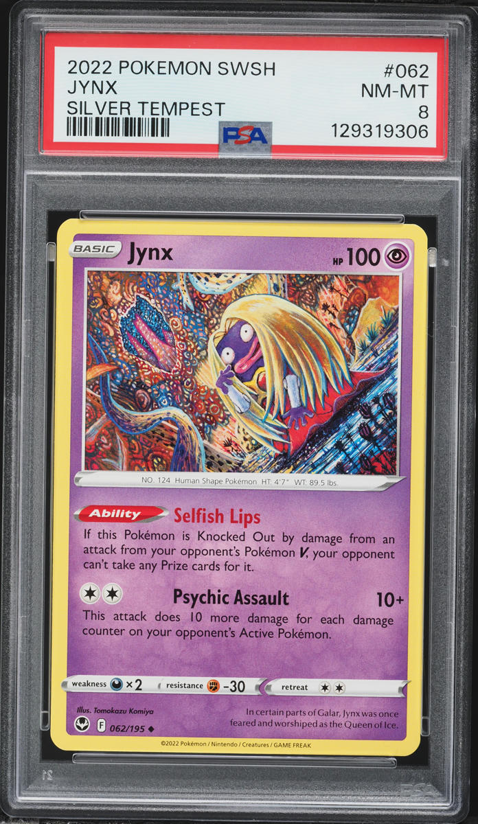 2022 Pokemon Sword & Shield Silver Tempest Jynx #62 PSA 8 NM-MT