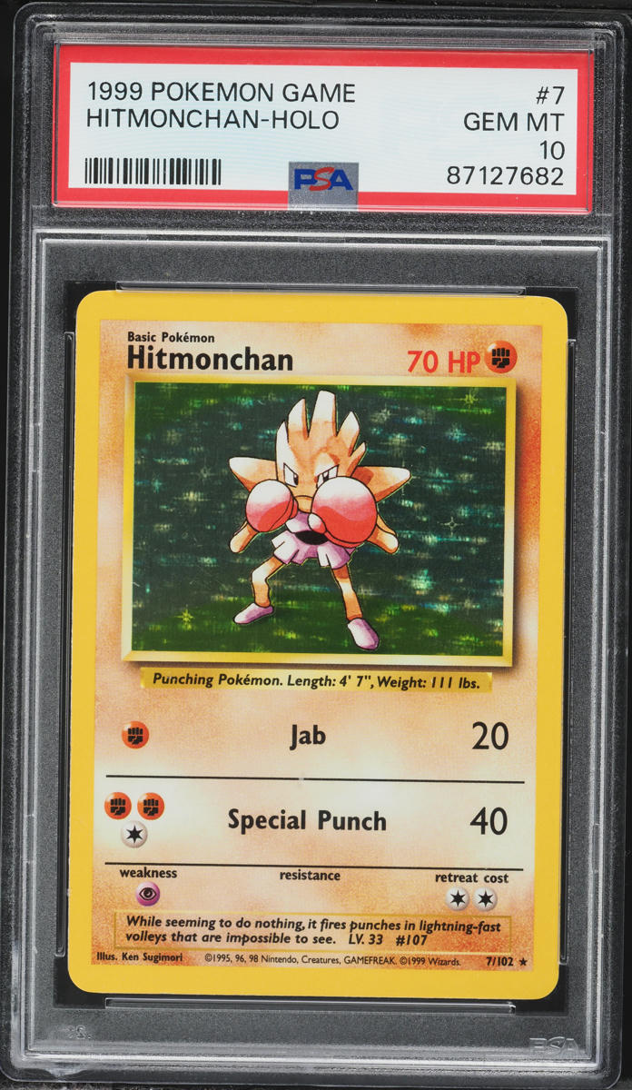 1999 Pokemon Base Set Holo Hitmonchan #7 PSA 10 GEM MINT