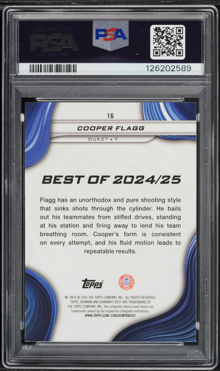 2024 Bowman University Best Green Mini-Diamond Cooper Flagg ROOKIE /99 #16 PSA 10 GEM MINT