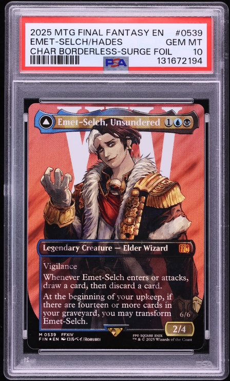 2025 Magic The Gathering MTG Final Fantasy Borderless Surge Foil Emet-Selch Hades #0539 PSA 10