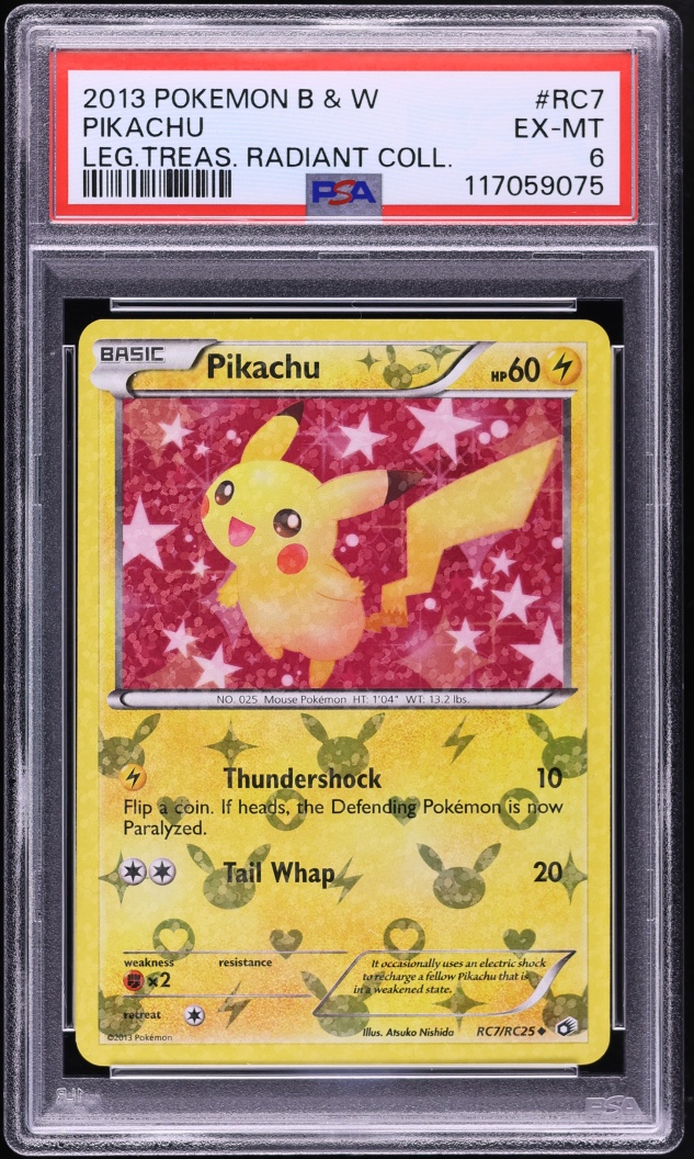2013 Pokemon Black & White Legendary Treasures Radiant Collection Pikachu #RC7 PSA 6 EXMT