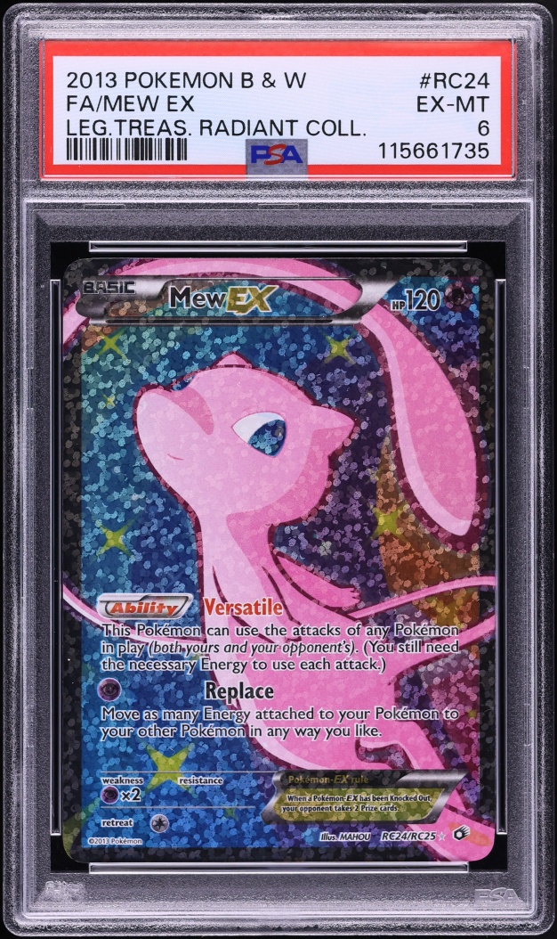 2013 Pokemon Black & White Legendary Treasures Radiant Collection Full Art Mew EX #RC24 PSA 6